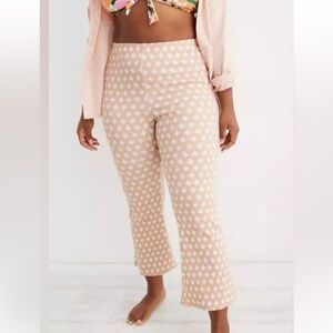 Aerie Tan and Pink Patterned Flare Pants NWOT
